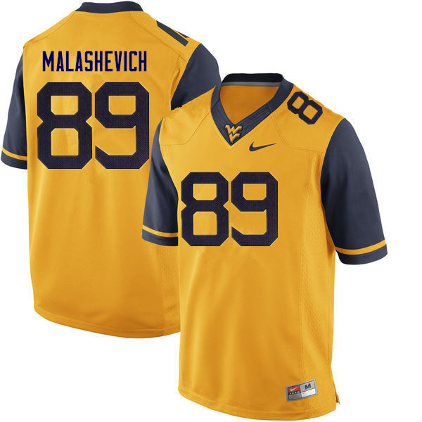 NCAA Men's Graeson Malashevich West Virginia Mountaineers Gold #89 Nike Stitched Football College Authentic Jersey KY23G13VW